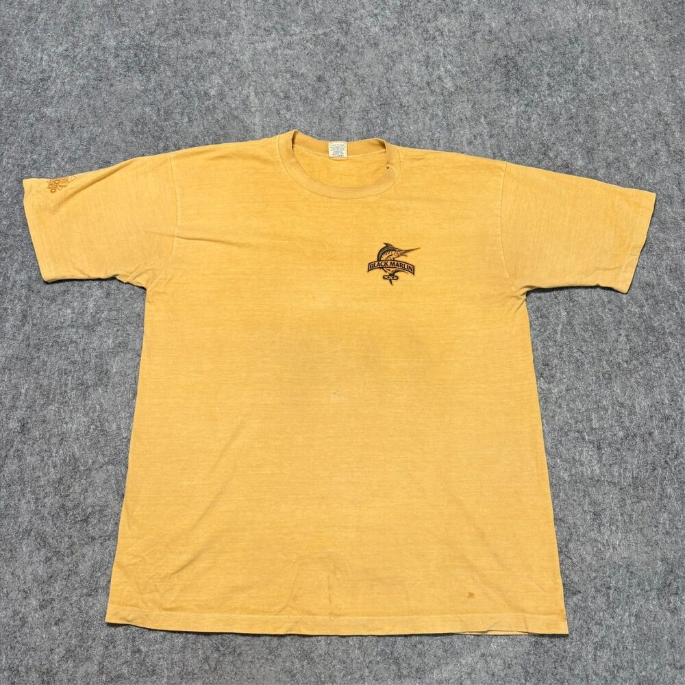 Vtg 90s Crazy Shirt Hawaii Beer Dyed T Shirt XL Single Stitch Black Marlin Stout